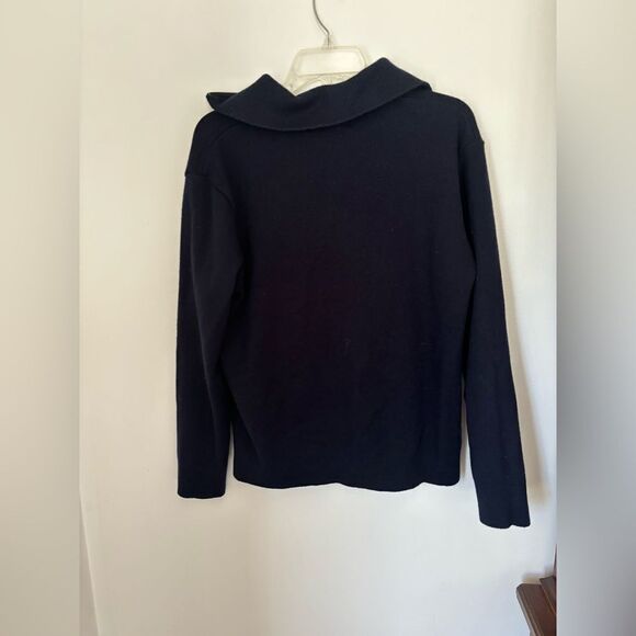 Zara men wool blend navy full zip cardigan with pockets size XL - Picture 8 of 9